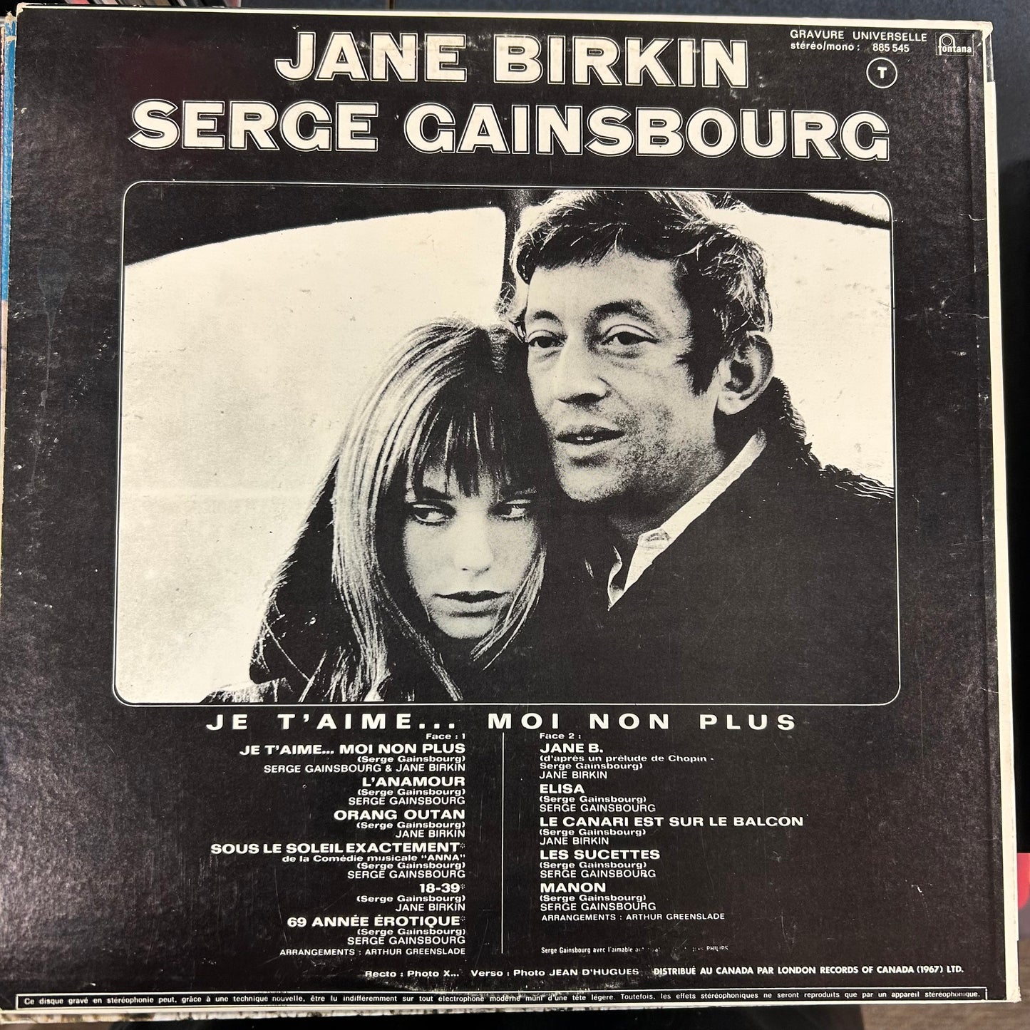 BIRKIN, JANE GAINSBOURG, SERGE = JANE & SERGE (CDN 1969) (USED)