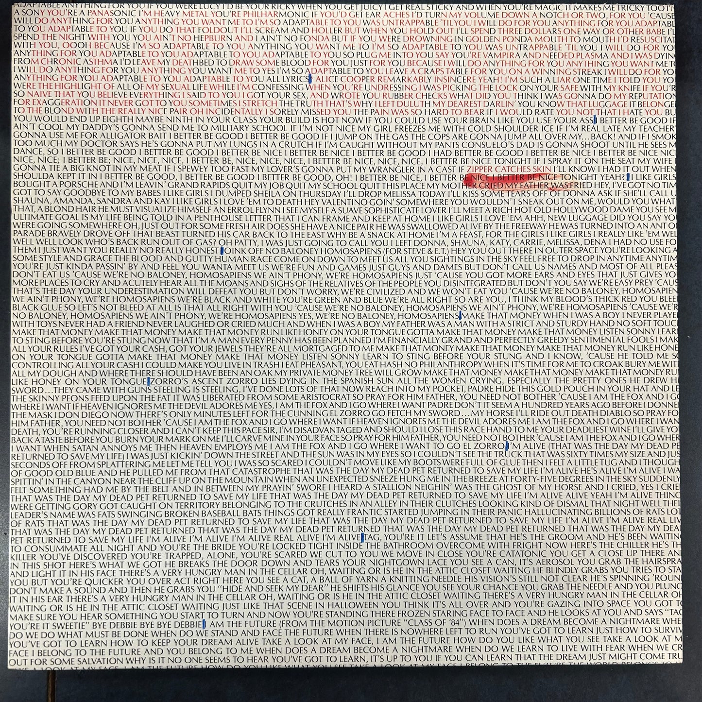 ALICE COOPER = ZIPPER CATCHES SKIN (CDN 1982) (USED)