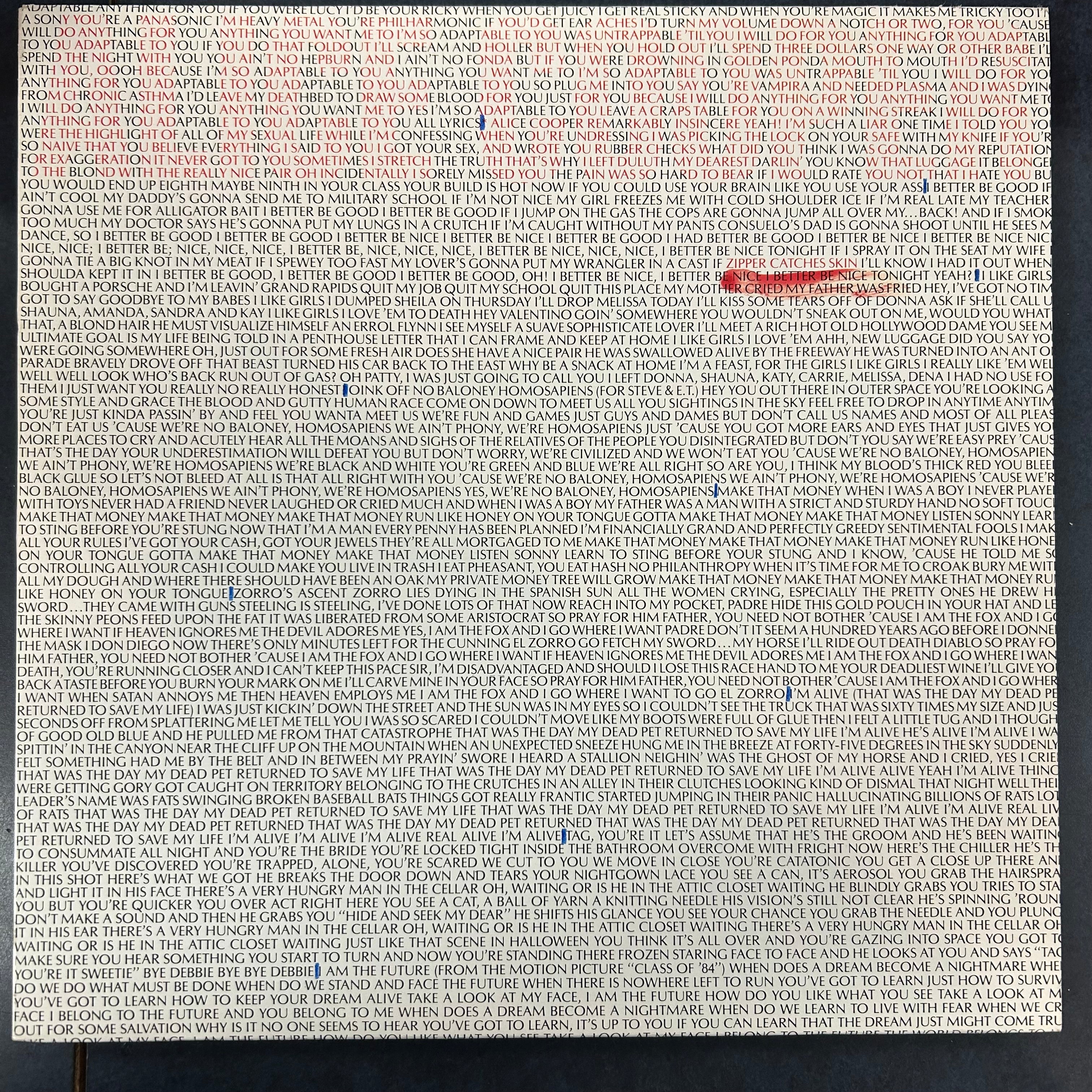 ALICE COOPER = ZIPPER CATCHES SKIN (CDN 1982) (USED)