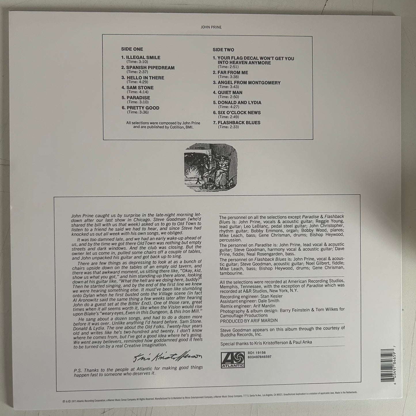 PRINE, JOHN = JOHN PRINE (180G) (US 2020 REISSUE) (USED)