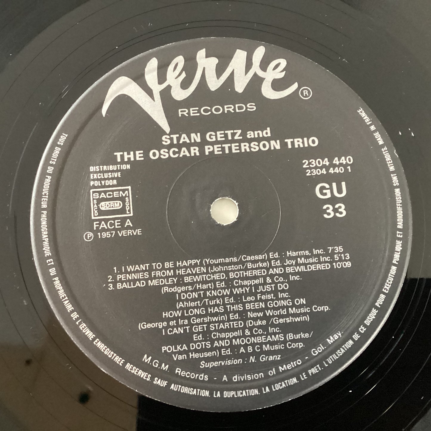 GETZ, STAN / PETERSON, OSCAR TRIO = STAN & OSCAR (FRANCE 1987) (USED)