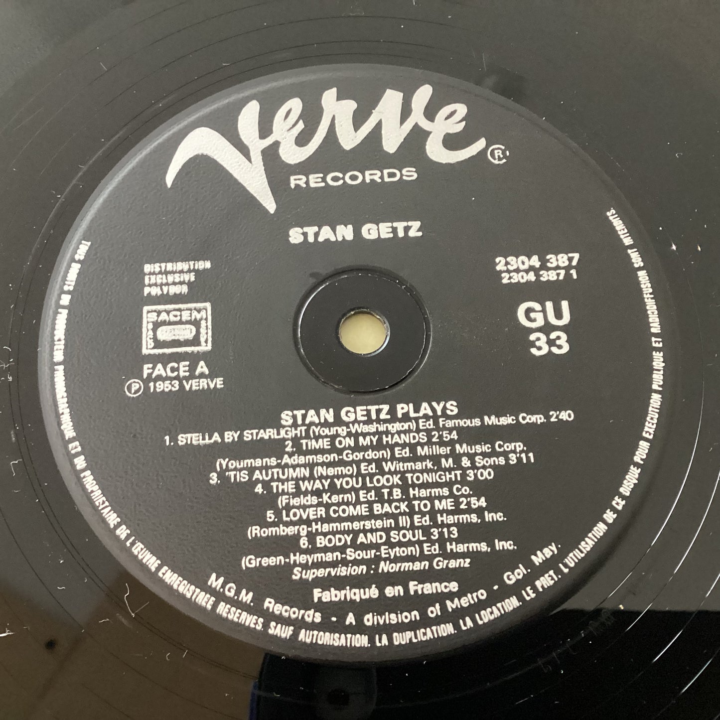 GETZ, STAN = PLAYS STAN GETZ (FRANCE 1988) (USED)