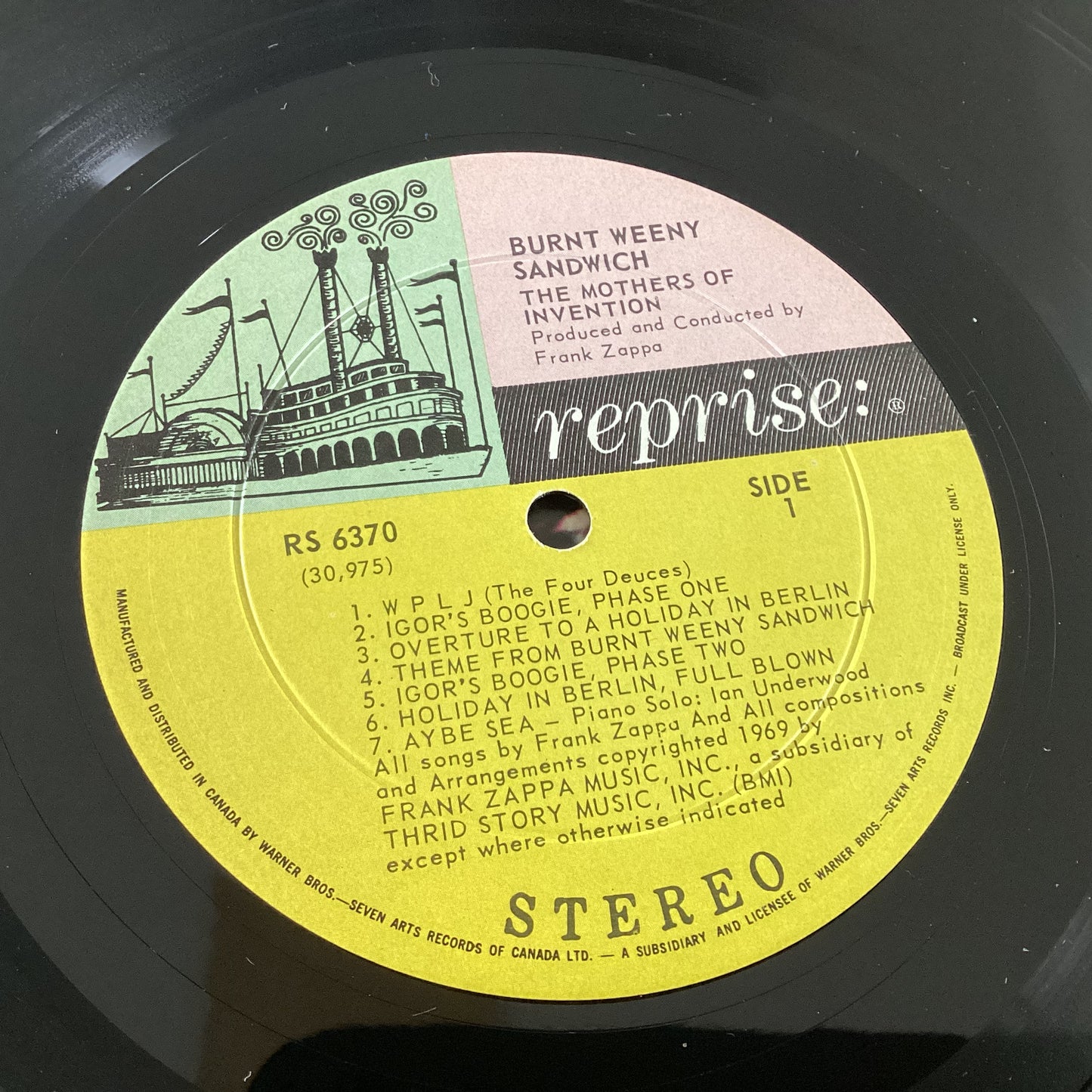 MOTHERS OF INVENTION (ZAPPA) = BURNT WEENY SANDWICH (CDN 1970 TRI-COLOUR STEAMBOAT) (USED)