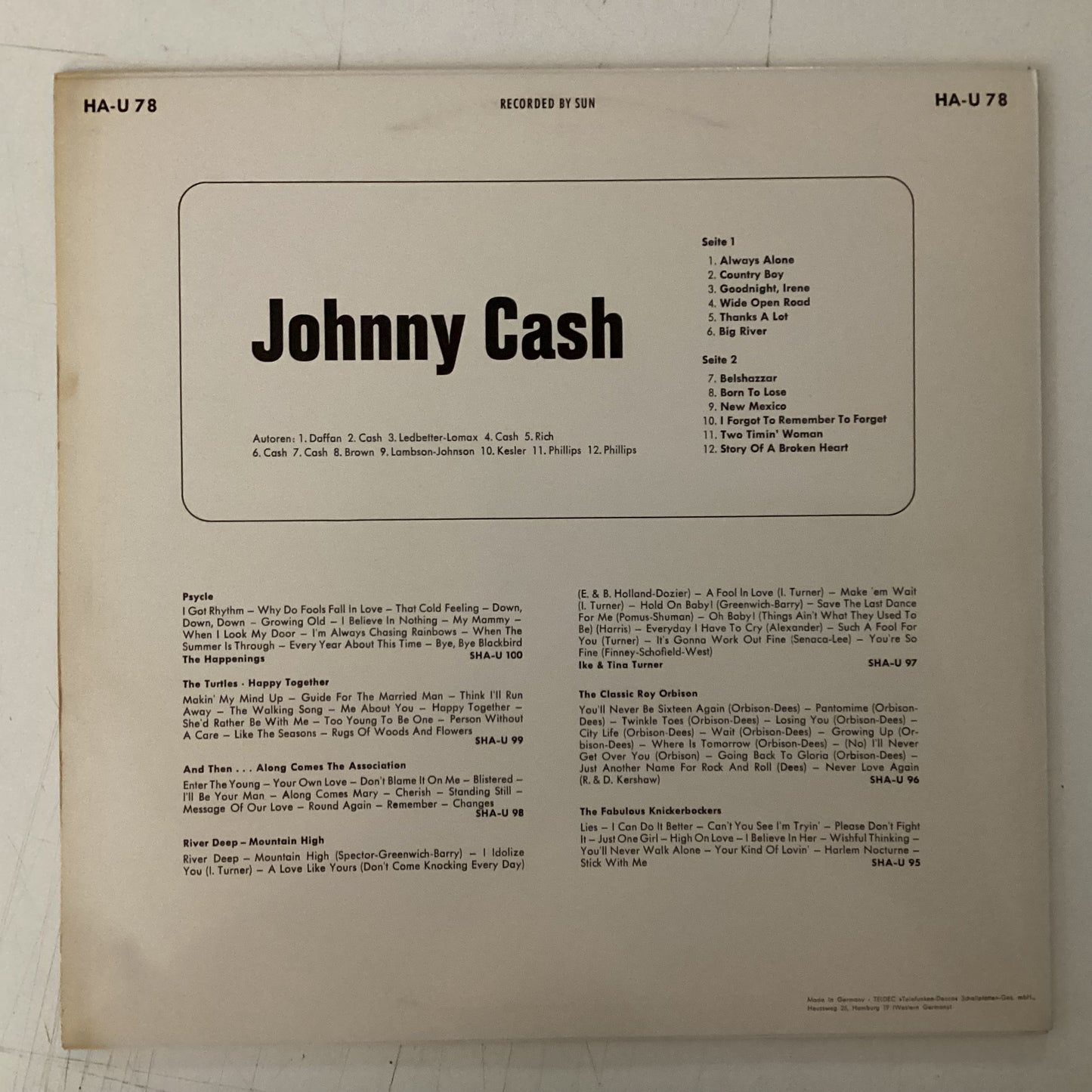 CASH, JOHNNY = JOHNNY CASH (GERMANY 1964) (USED)