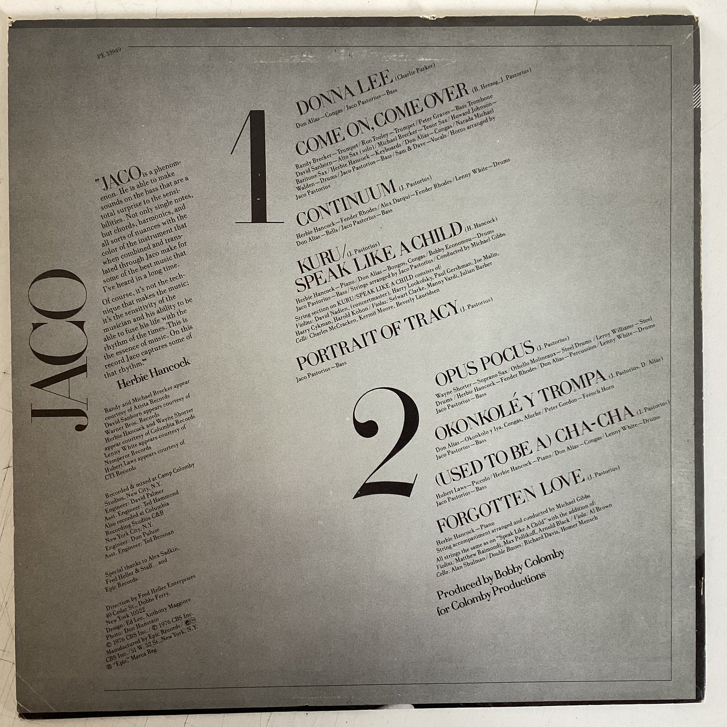 PASTORIUS, JACO = JACO PASTORIUS (US 1976) (USED)