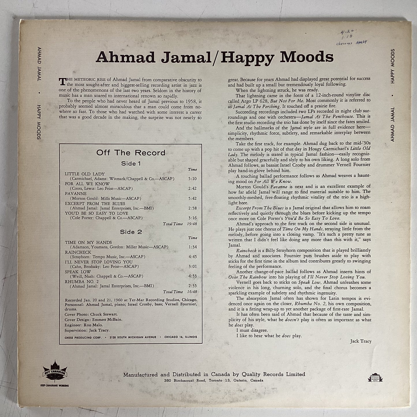JAMAL, AHMAD = HAPPY MOODS (CDN 1960) (USED)