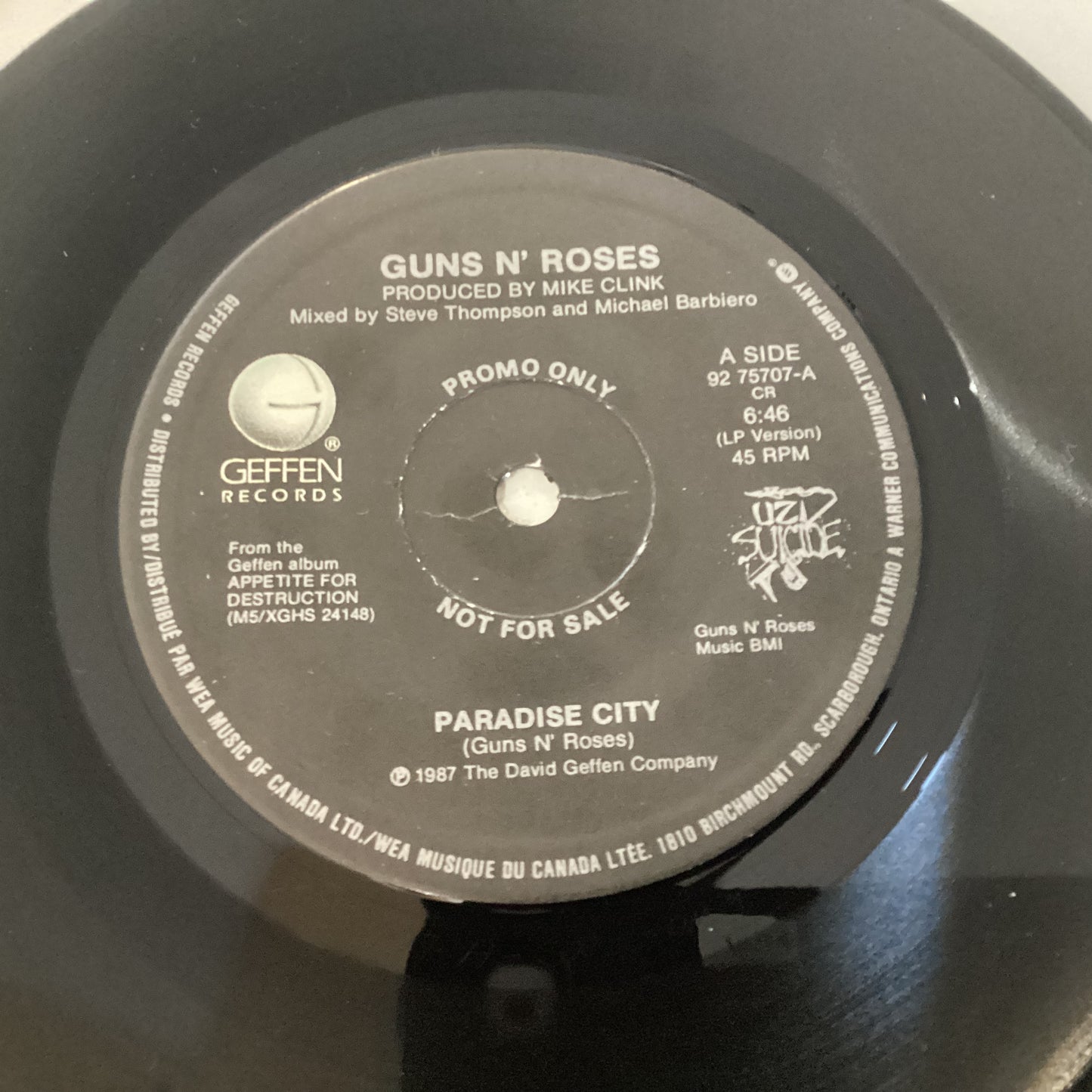 GUNS N’ ROSES = PARADISE CITY (7 IN./PROMO) (CDN 1989) (USED)