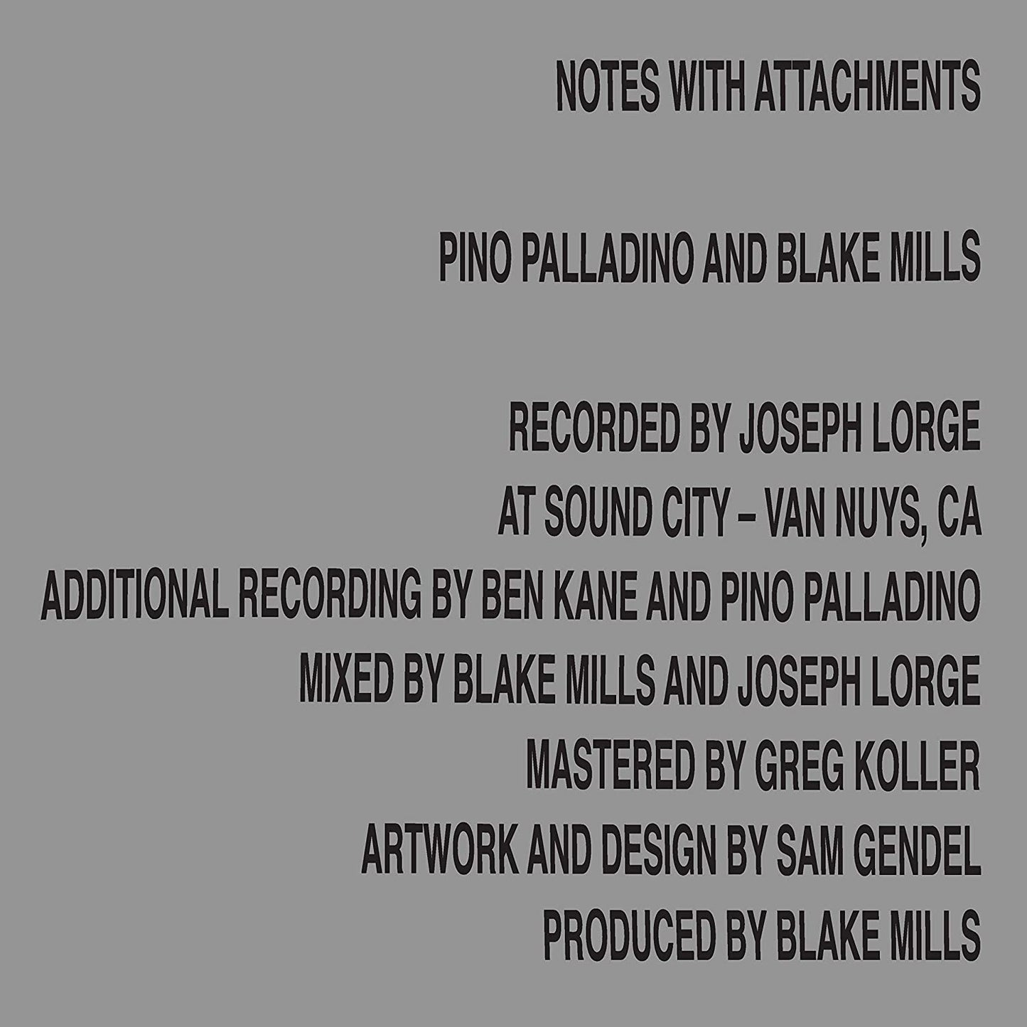 PALLADINO, PINO & MILLS, BLAKE = NOTES WITH ATTACHMENTS (180G)