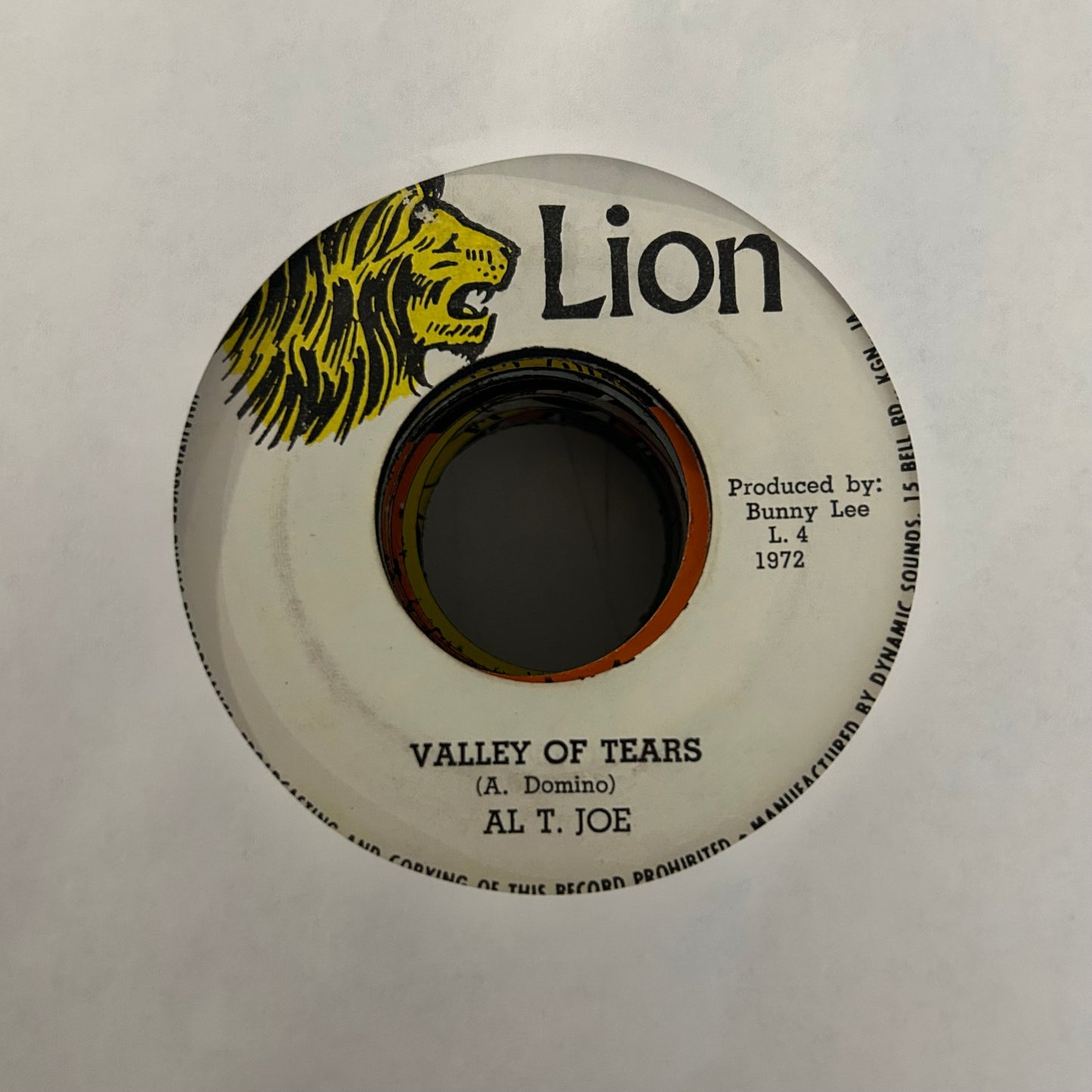 AL T. JOE = VALLEY OF TEARS (7 IN.) (JAMAICA 1972) (USED)