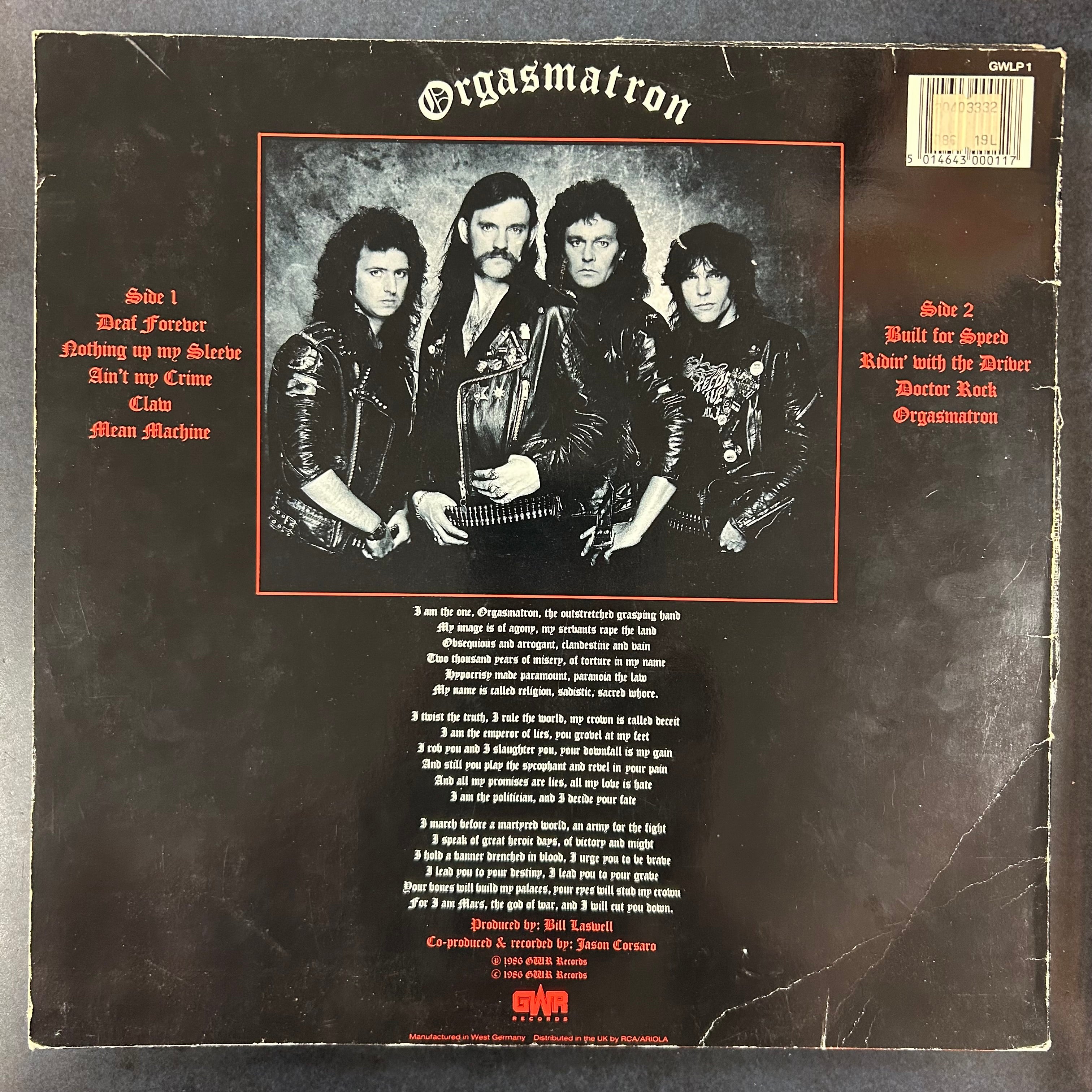 MOTORHEAD = ORGASMATRON (UK 1986) (USED)