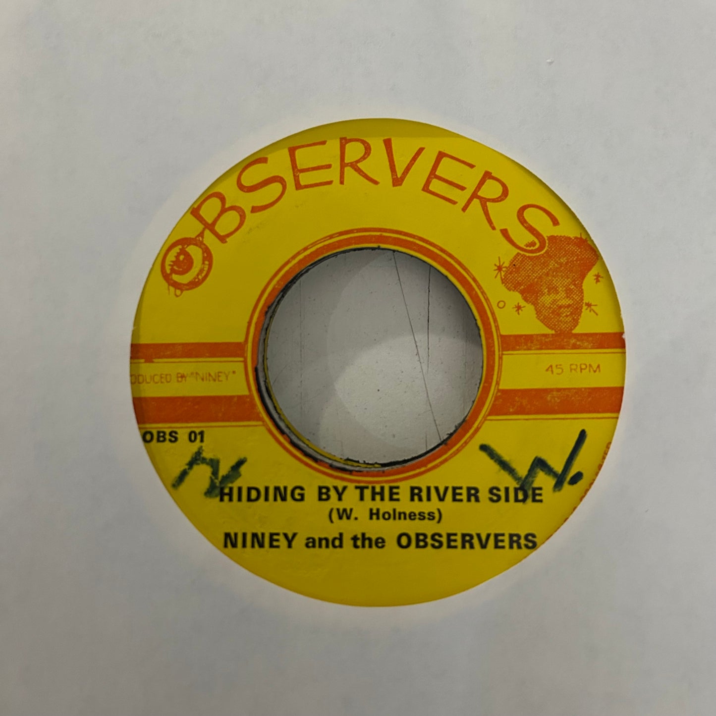NINEY & THE OBSERVERS = HIDING BY THE RIVER SEA (7 IN.) (JAMAICA 1972) (USED)
