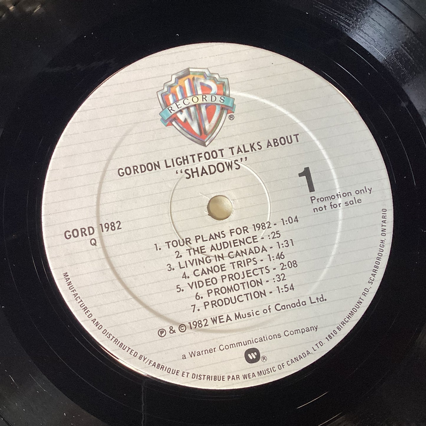 LIGHTFOOT, GORDON = TALKS ABOUT “SHADOWS” (CDN 1982) (USED)