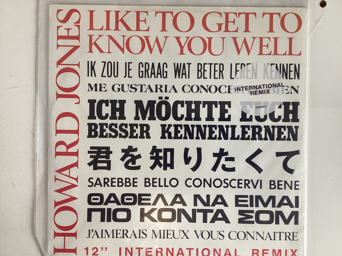 JONES, HOWARD = LIKE TO GET TO KNOW YOU WELL (USA 1989) (USED)
