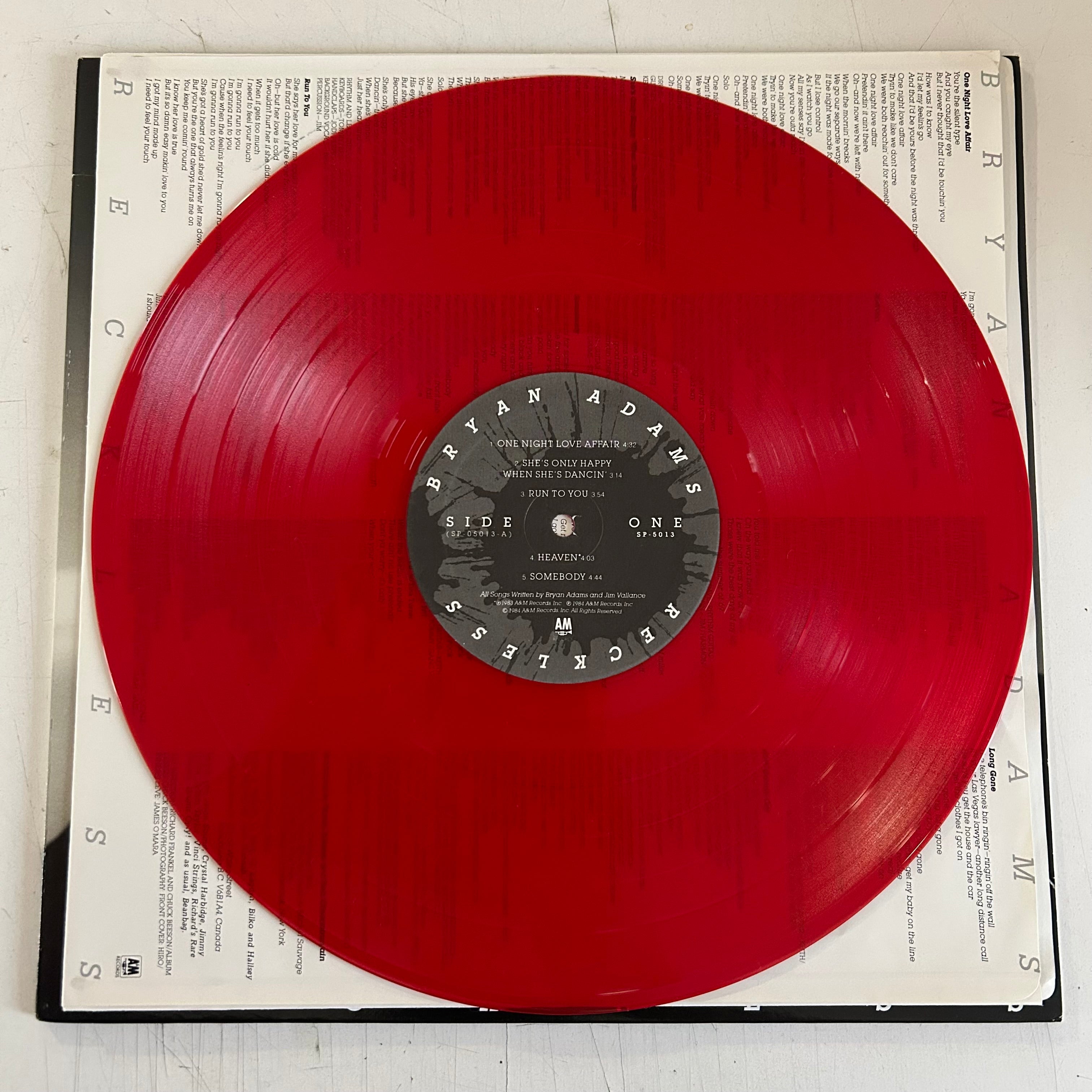 ADAMS, BRYAN = RECKLESS [RED WAX] (CDN 1984) (USED)