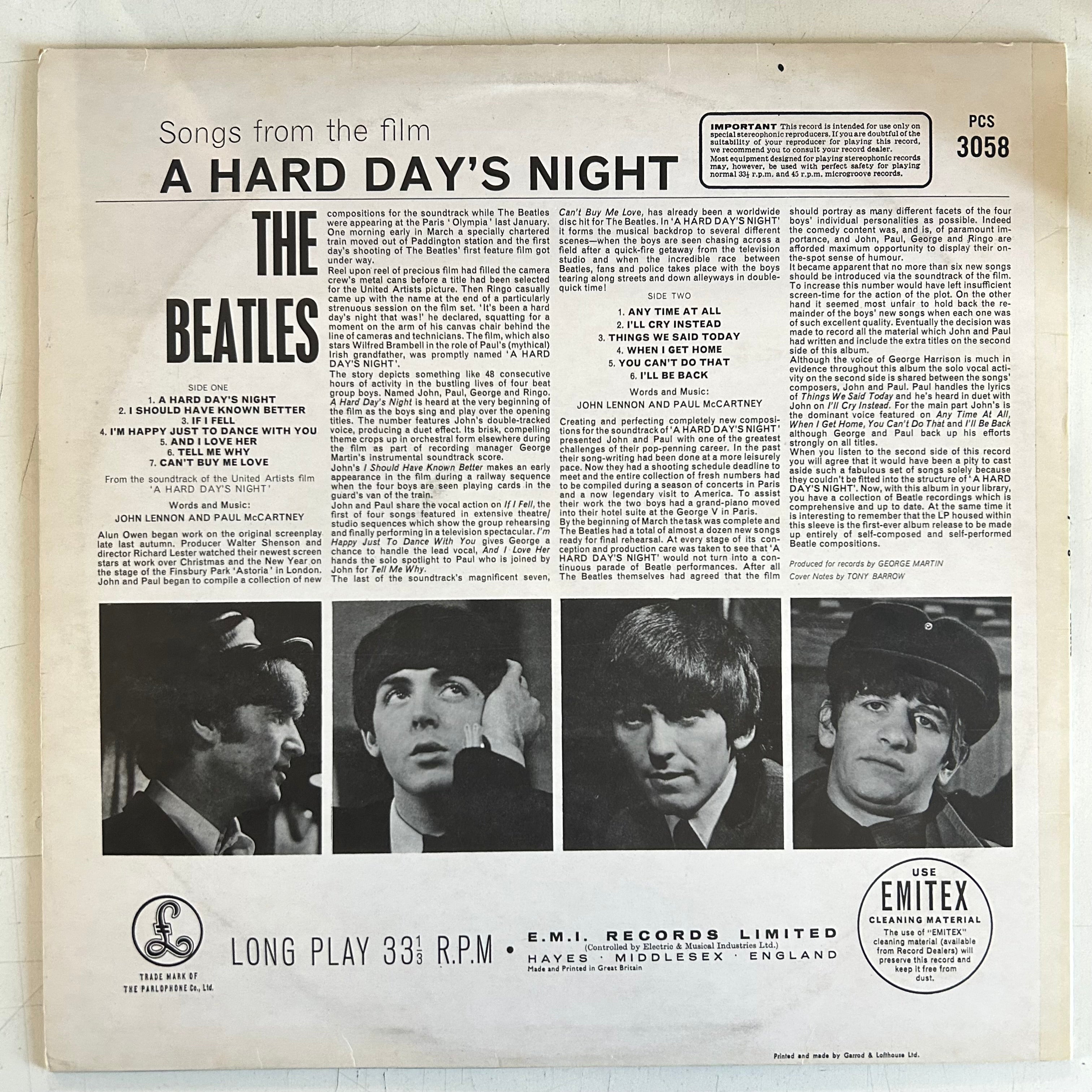 BEATLES = A HARD DAYS NIGHT (UK 1976) (USED)