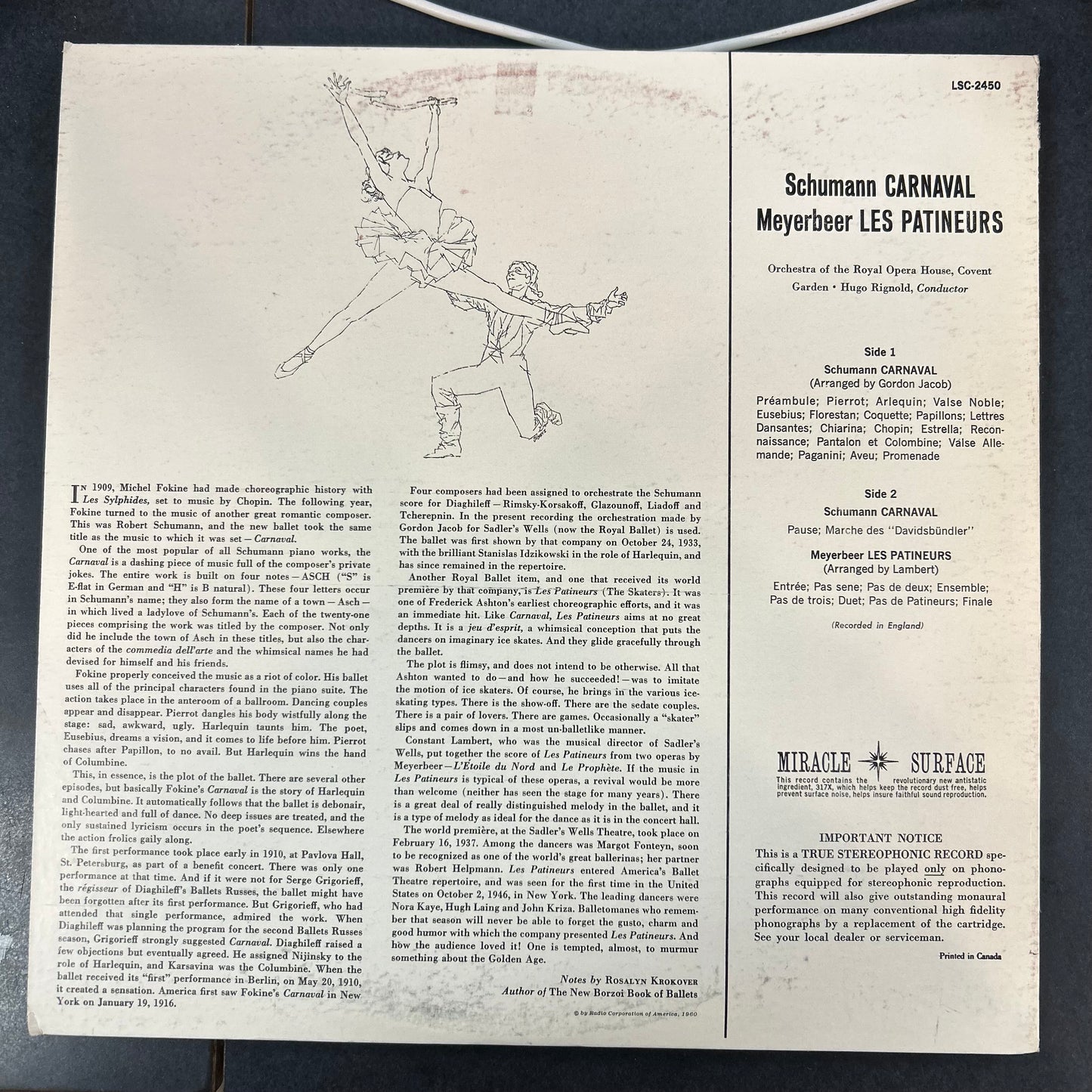 SCHUMANN / MEYERBEER = CARNAVAL / LES PATINEURS (RCA VICTOR LIVING STEREO) (CDN 1960) (USED)