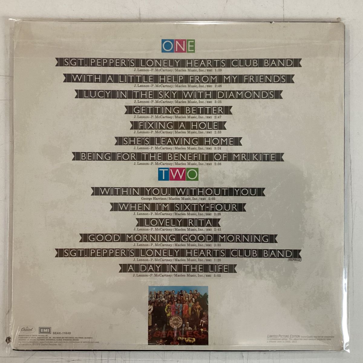 BEATLES = SGT. PEPPERS LONELY HEARTS CLUB BAND (PICTURE DISC) (US 1978 REISSUE) (SEALED)