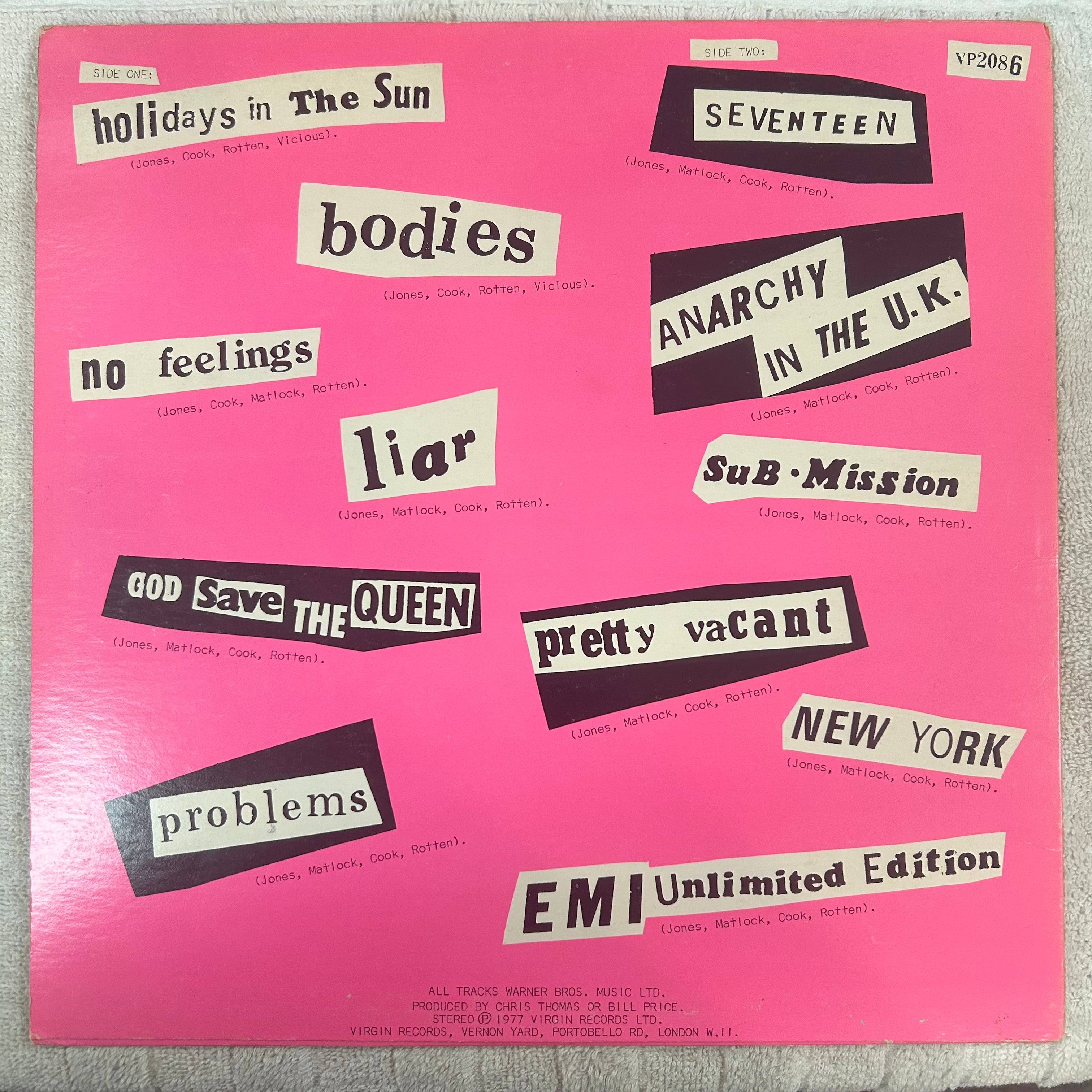 SEX PISTOLS = NEVER MIND THE BULLOCKS (PICTURE DISC) (UK 1978) (USED)