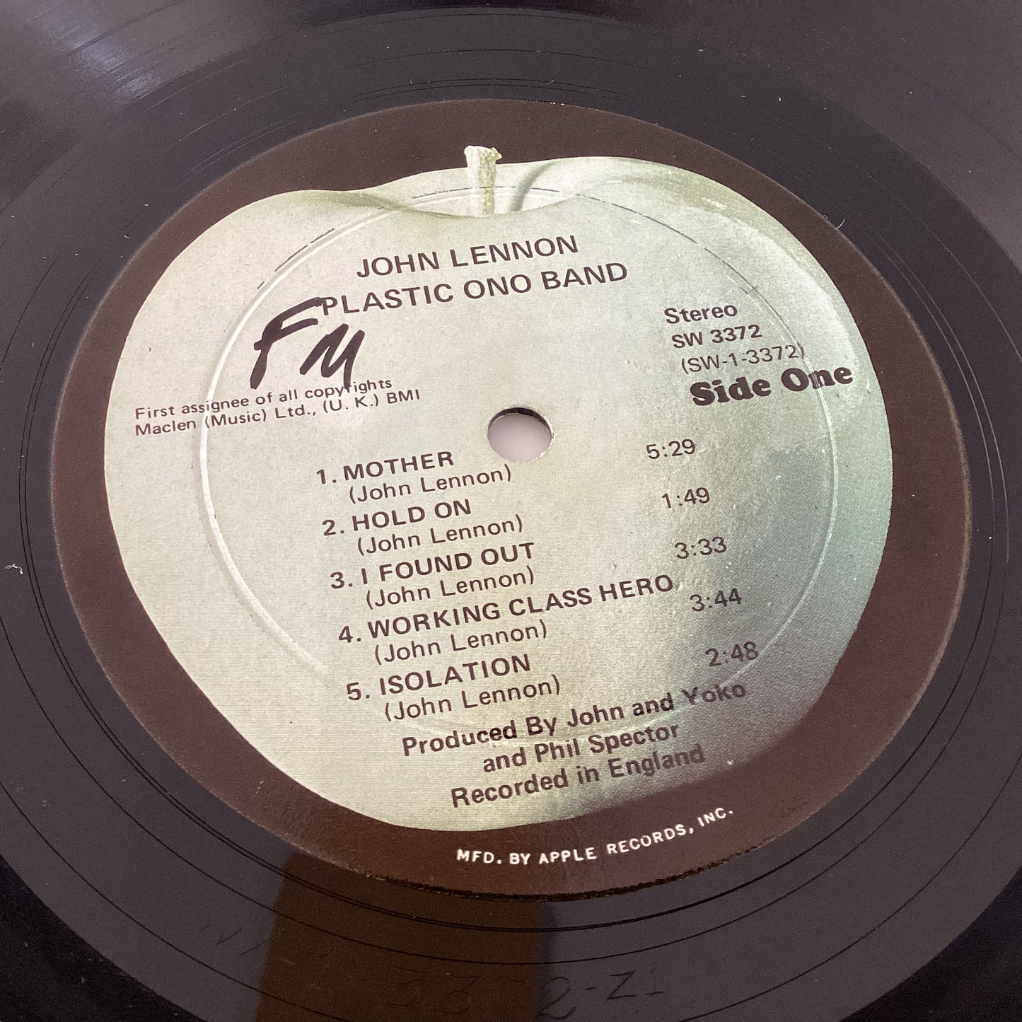 LENNON, JOHN = PLASTIC ONO BAND (CDN 1970) (USED)