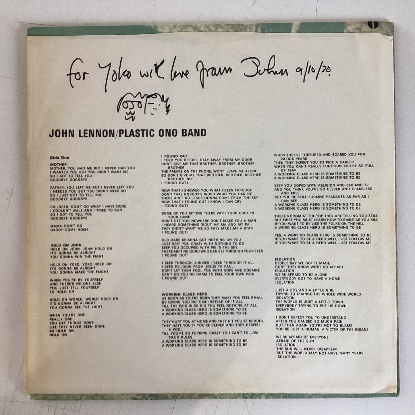 LENNON, JOHN = PLASTIC ONO BAND (CDN 1970) (USED)