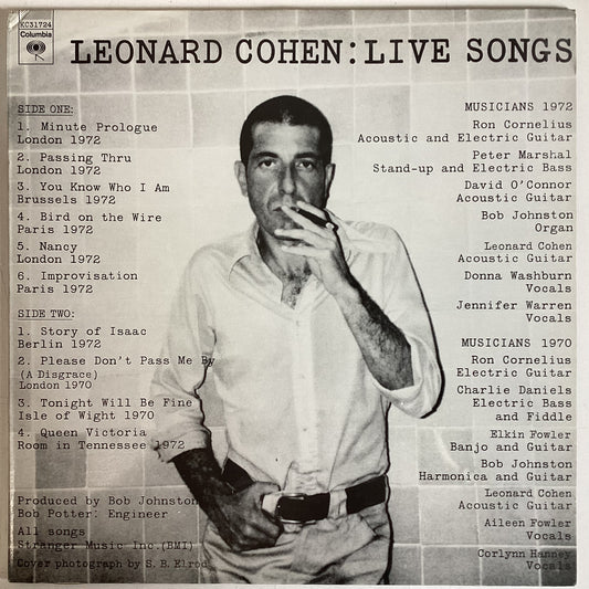COHEN, LEONARD = LIVE SONGS (CDN 1973) (USED)