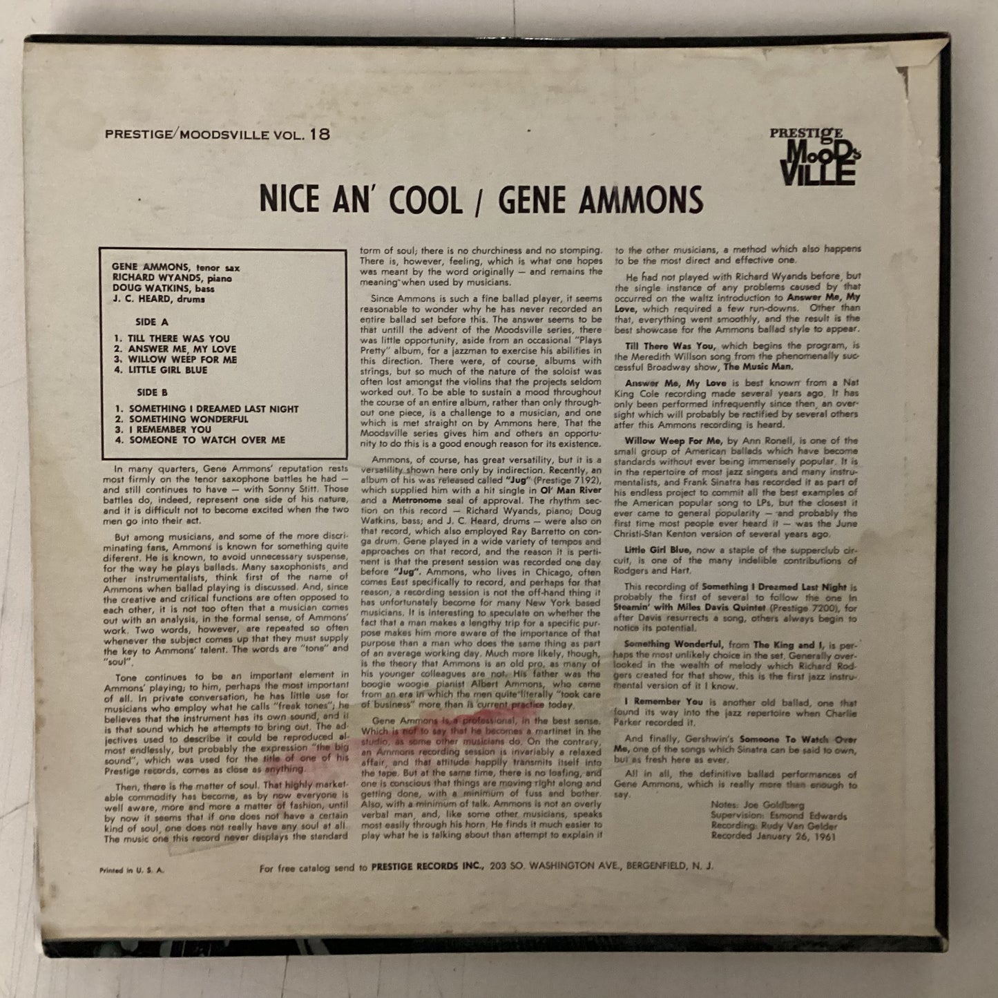 AMMONS, GENE = NICE AN' COOL (US 1961) (USED)