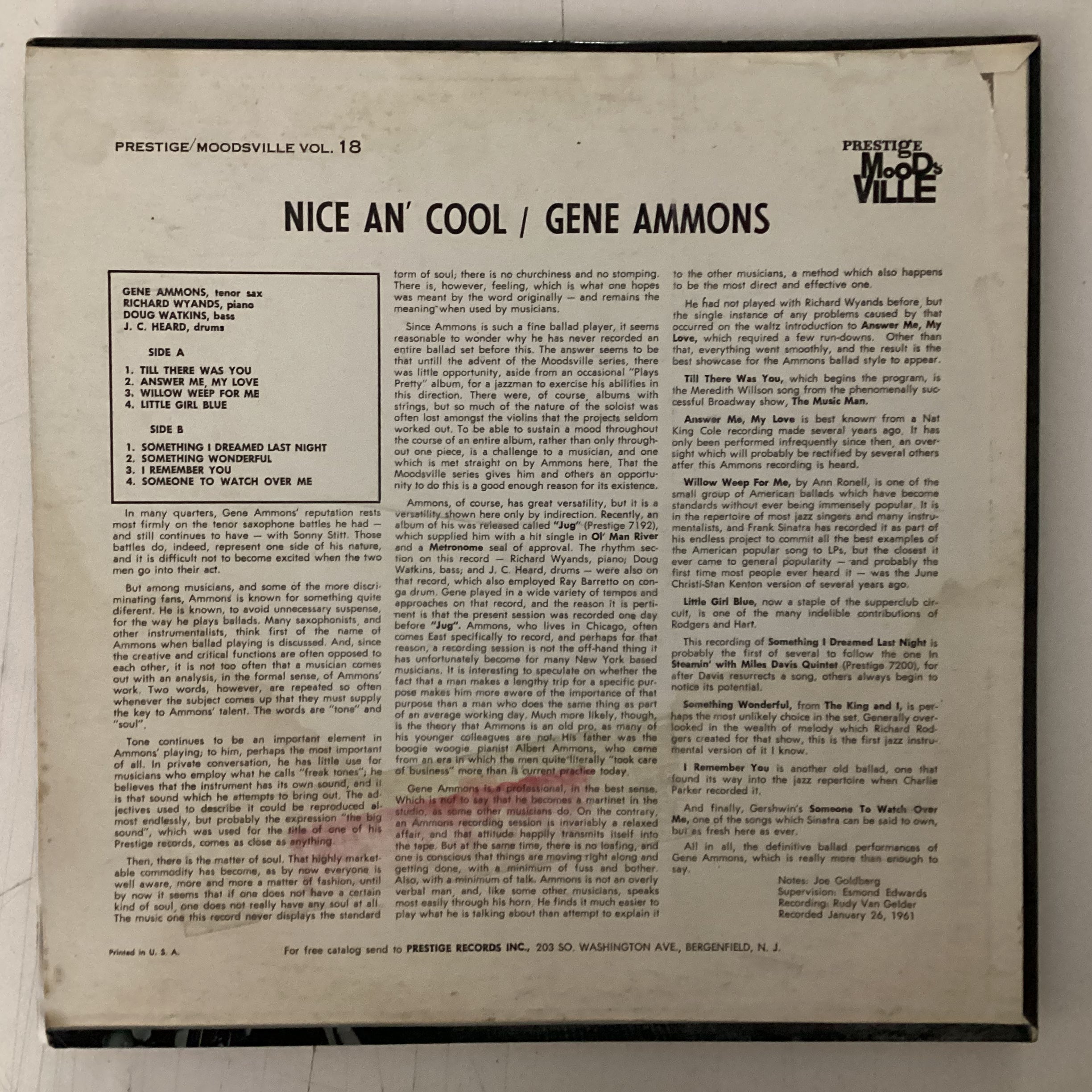 AMMONS, GENE = NICE AN' COOL (US 1961) (USED)