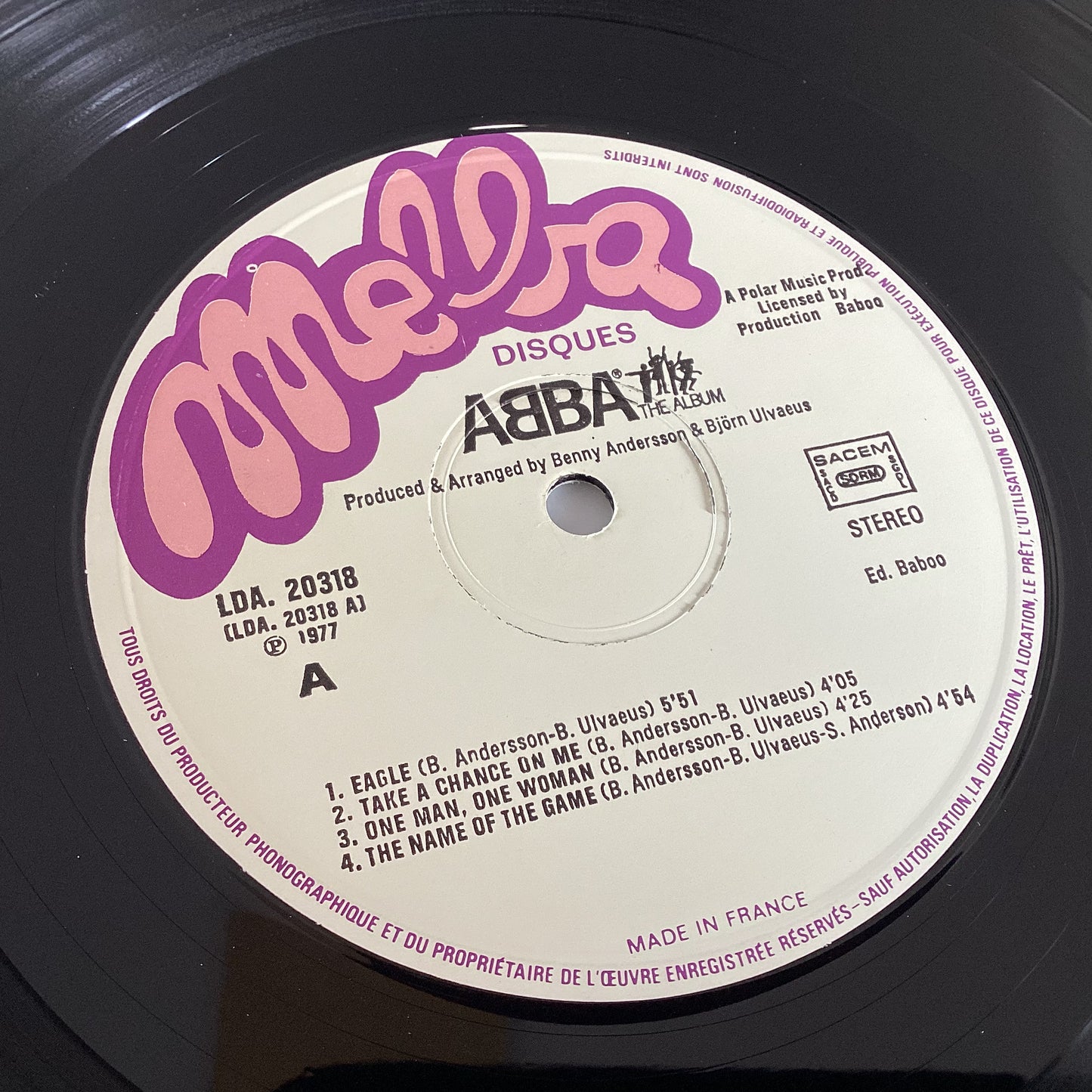 ABBA = ALBUM (FRANCE 1977) (USED)
