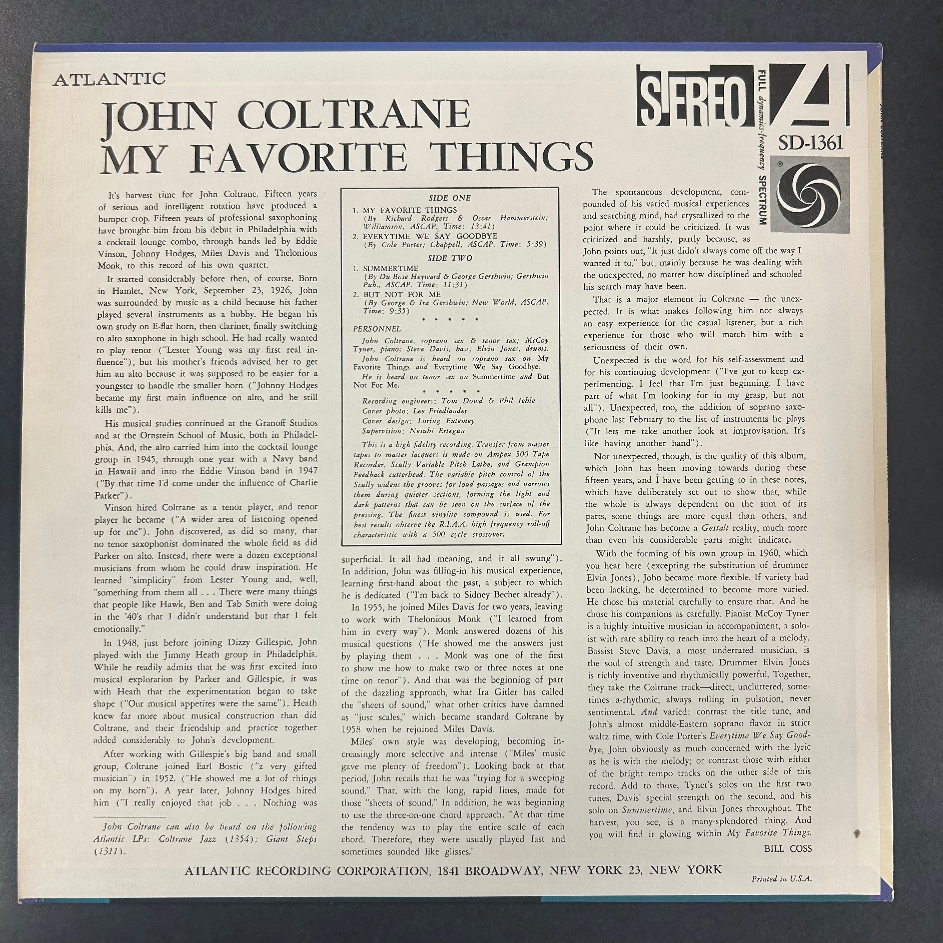 COLTRANE, JOHN = MY FAVORITE THING (USA 1973 REISSUE) (USED)