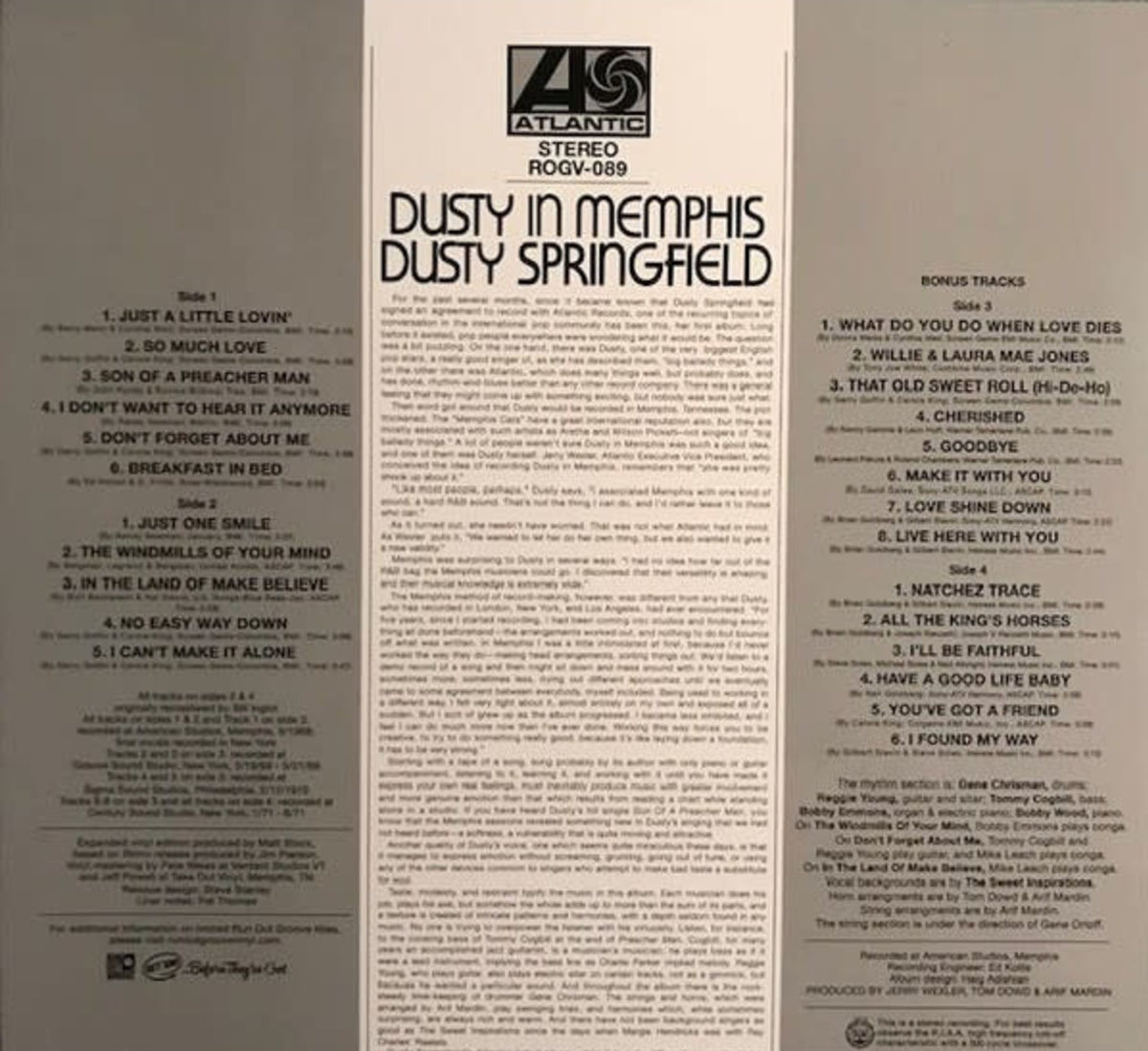 SPRINGFIELD, DUSTY = DUSTY IN MEMPHIS (DLX) /2LP